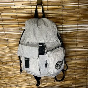 Kipling Light Gray Backpack with Black Accents